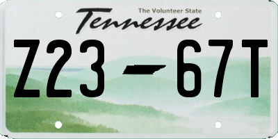 TN license plate Z2367T