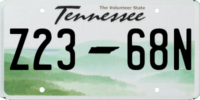 TN license plate Z2368N