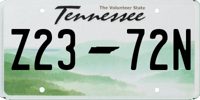 TN license plate Z2372N