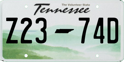 TN license plate Z2374D