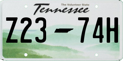 TN license plate Z2374H