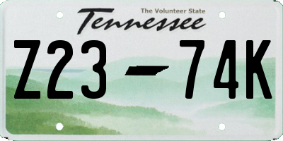 TN license plate Z2374K
