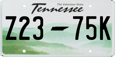 TN license plate Z2375K
