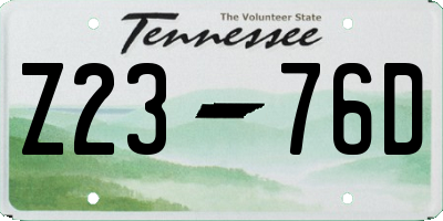 TN license plate Z2376D