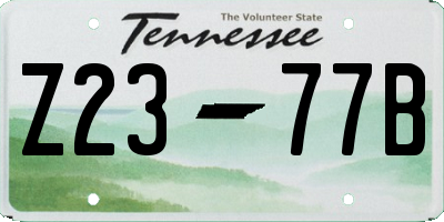 TN license plate Z2377B