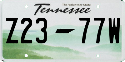 TN license plate Z2377W