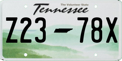 TN license plate Z2378X