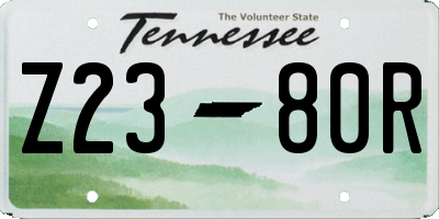 TN license plate Z2380R