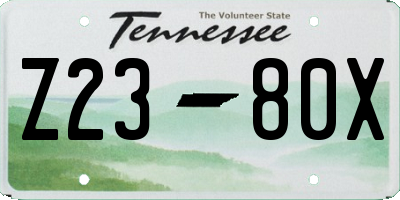 TN license plate Z2380X