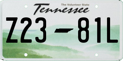 TN license plate Z2381L
