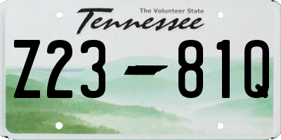 TN license plate Z2381Q