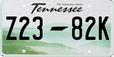 TN license plate Z2382K