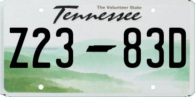 TN license plate Z2383D