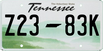 TN license plate Z2383K