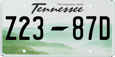 TN license plate Z2387D