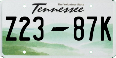 TN license plate Z2387K