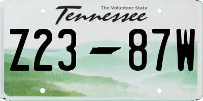 TN license plate Z2387W