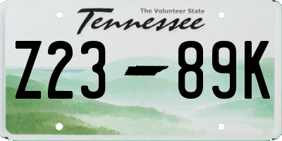 TN license plate Z2389K