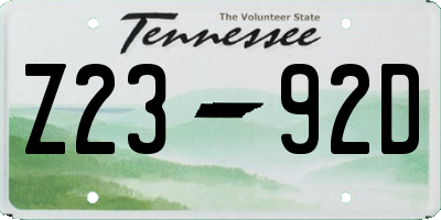 TN license plate Z2392D