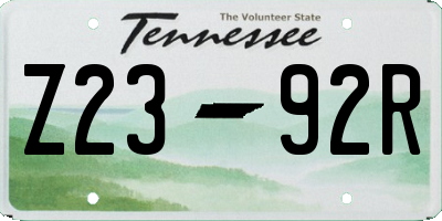 TN license plate Z2392R