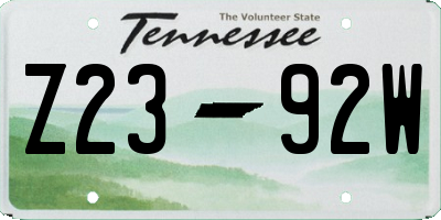 TN license plate Z2392W
