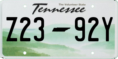 TN license plate Z2392Y