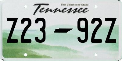 TN license plate Z2392Z