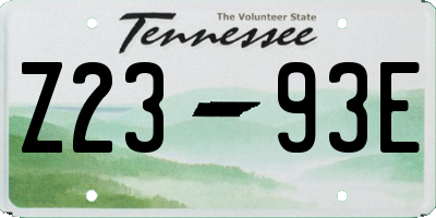 TN license plate Z2393E