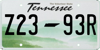 TN license plate Z2393R