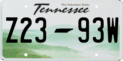 TN license plate Z2393W