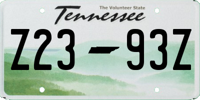 TN license plate Z2393Z
