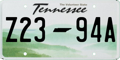TN license plate Z2394A
