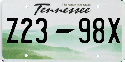TN license plate Z2398X