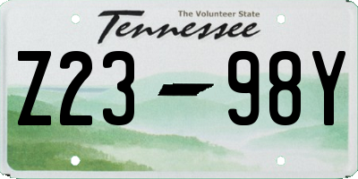 TN license plate Z2398Y
