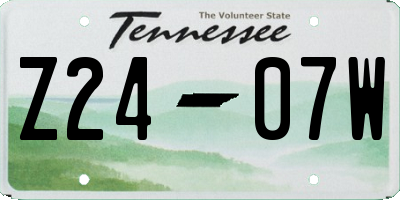 TN license plate Z2407W
