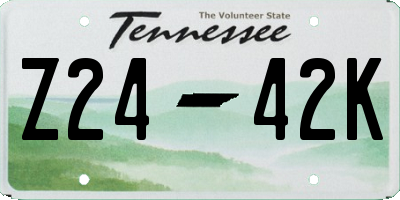 TN license plate Z2442K