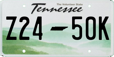 TN license plate Z2450K