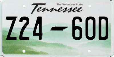 TN license plate Z2460D