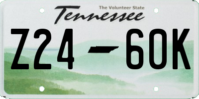 TN license plate Z2460K