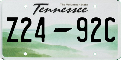 TN license plate Z2492C