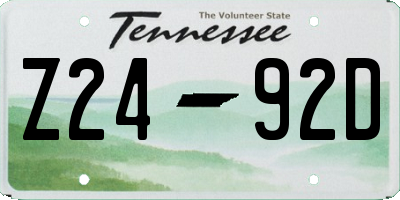 TN license plate Z2492D