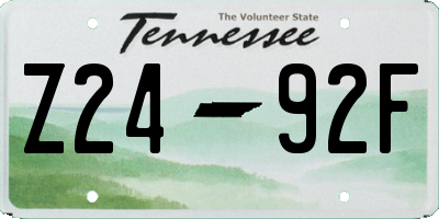 TN license plate Z2492F
