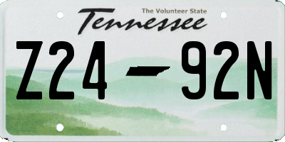 TN license plate Z2492N