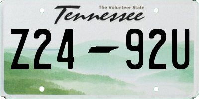 TN license plate Z2492U