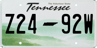 TN license plate Z2492W