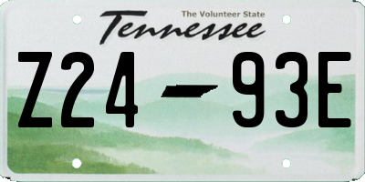 TN license plate Z2493E