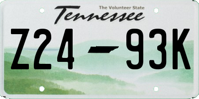 TN license plate Z2493K