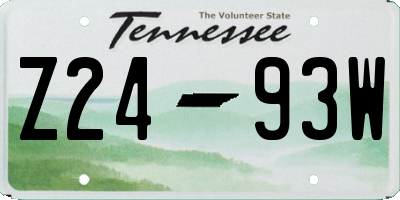 TN license plate Z2493W