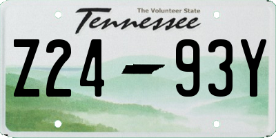 TN license plate Z2493Y