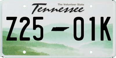 TN license plate Z2501K